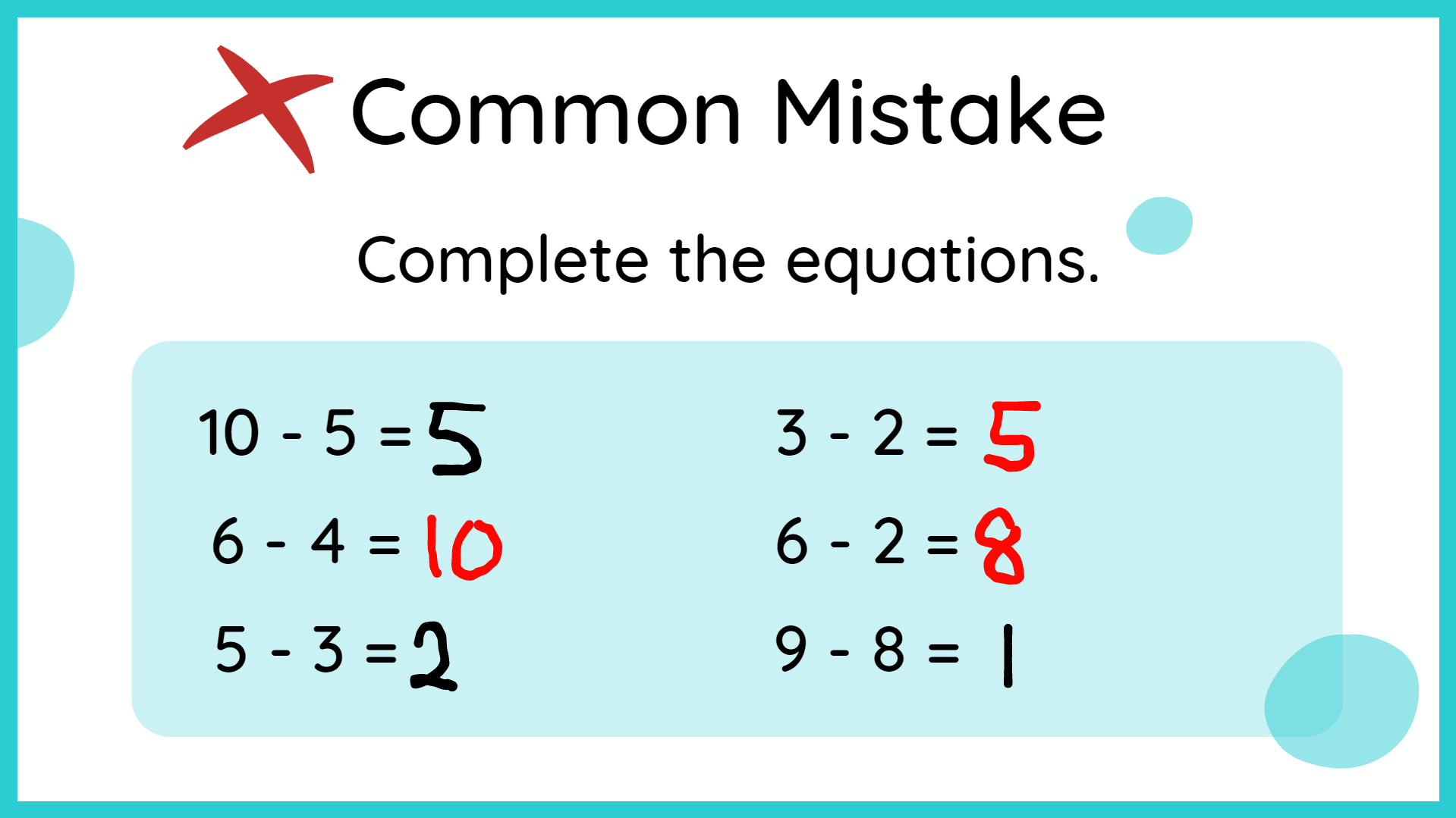 Common Kindergarten Math Mistakes Subtraction addition 