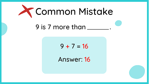 Common Math Mistake More and Less Add and subtract