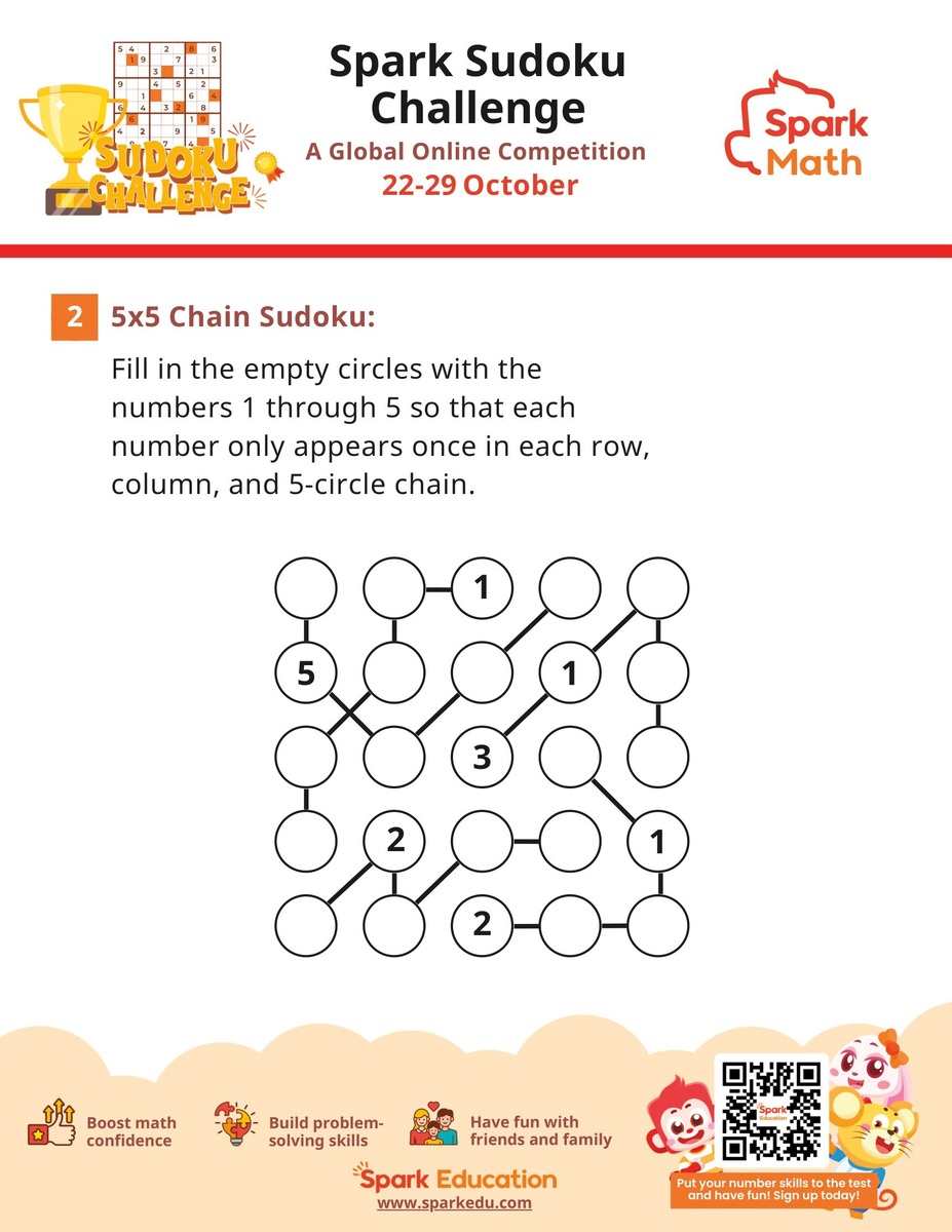 Free Sudoku Worksheets Spark Global Sudoku Challenge 5x5 Chain