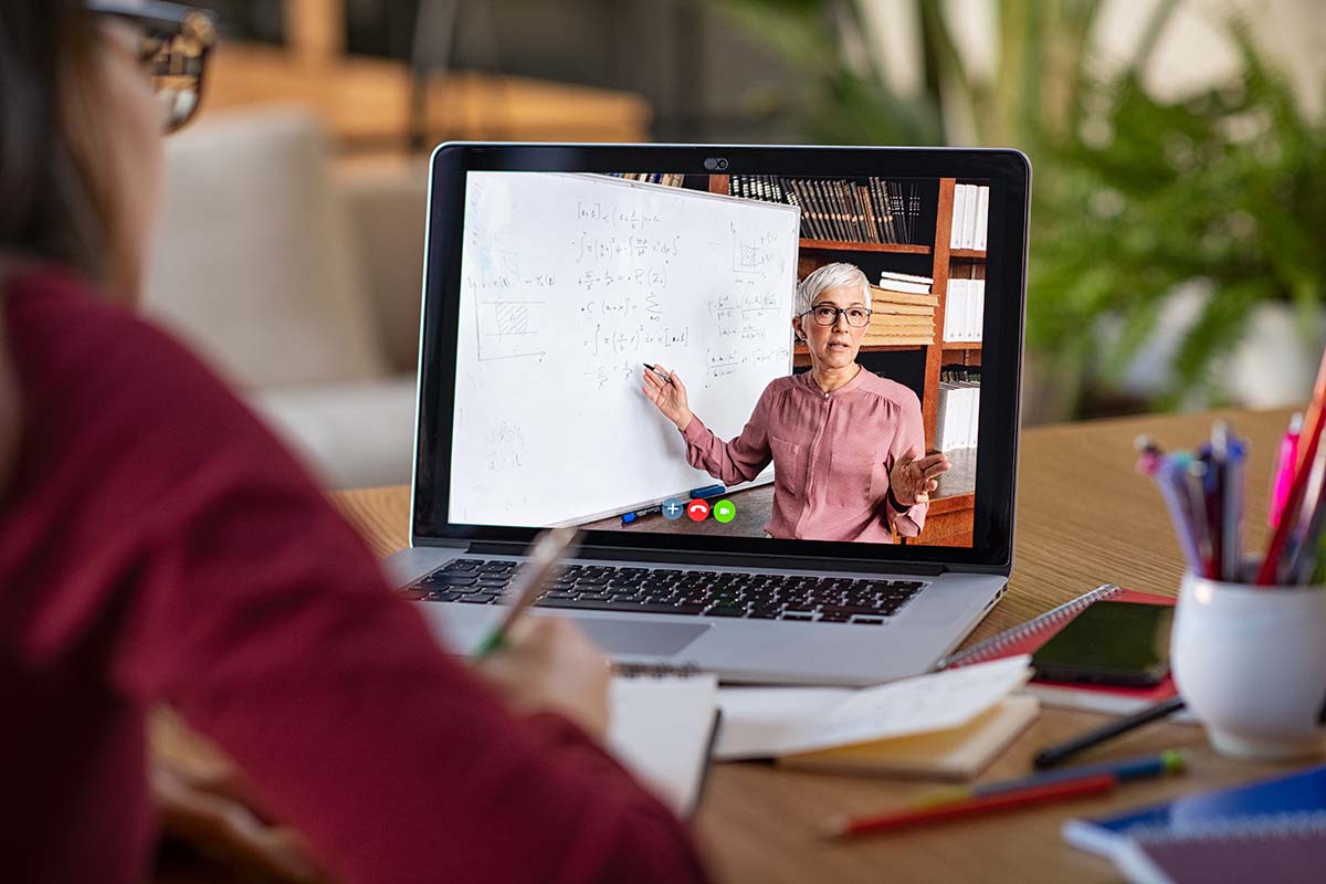 Online Teachers teaching with white board on screen