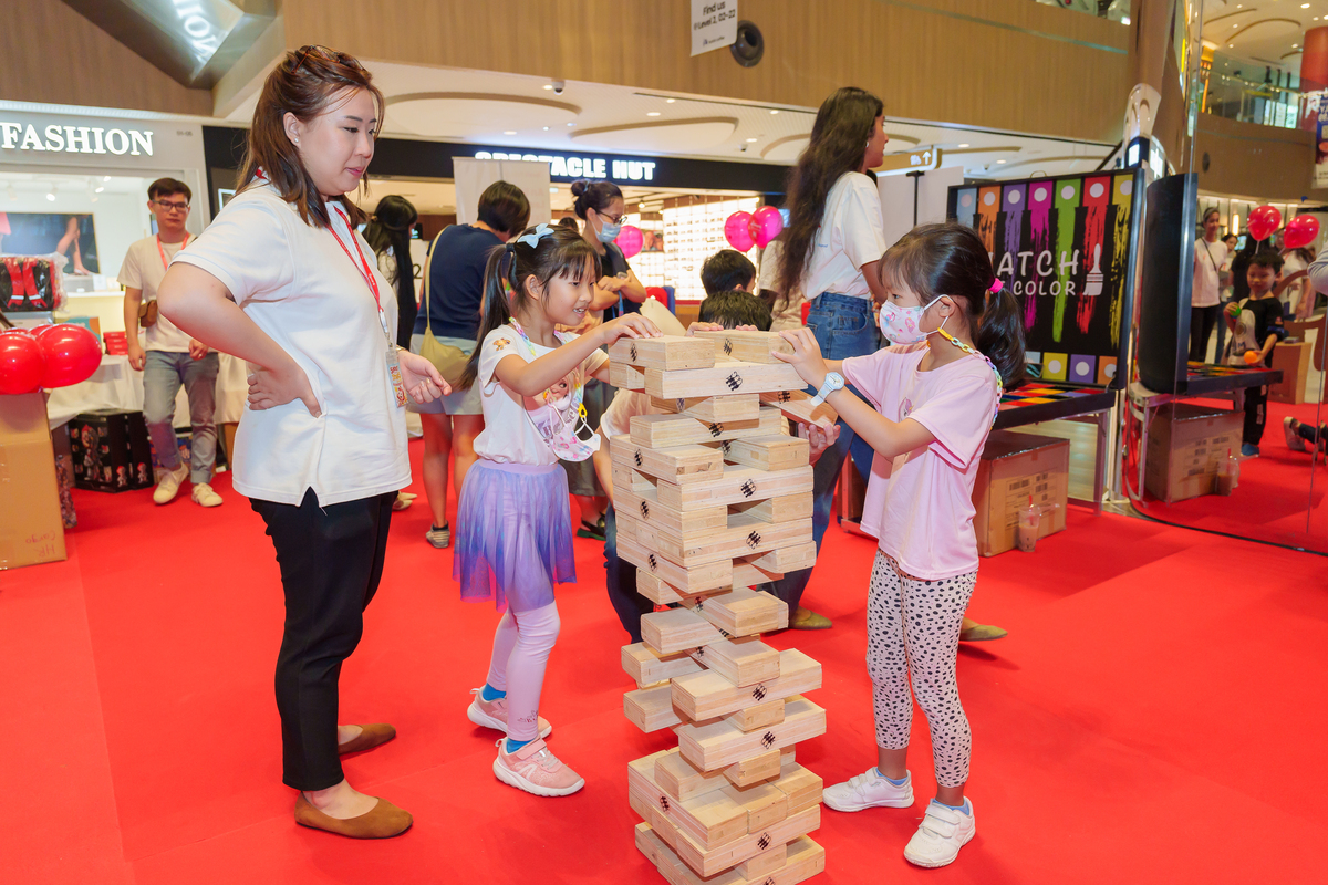 Children's Day Celebration children playing mega jenga