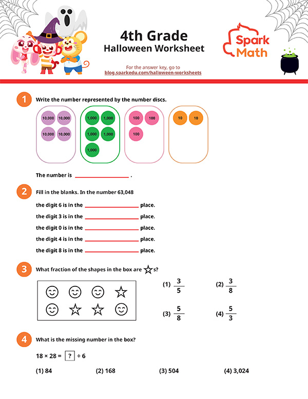 Spark Education Halloween: Free 4th Grade Math Worksheets download