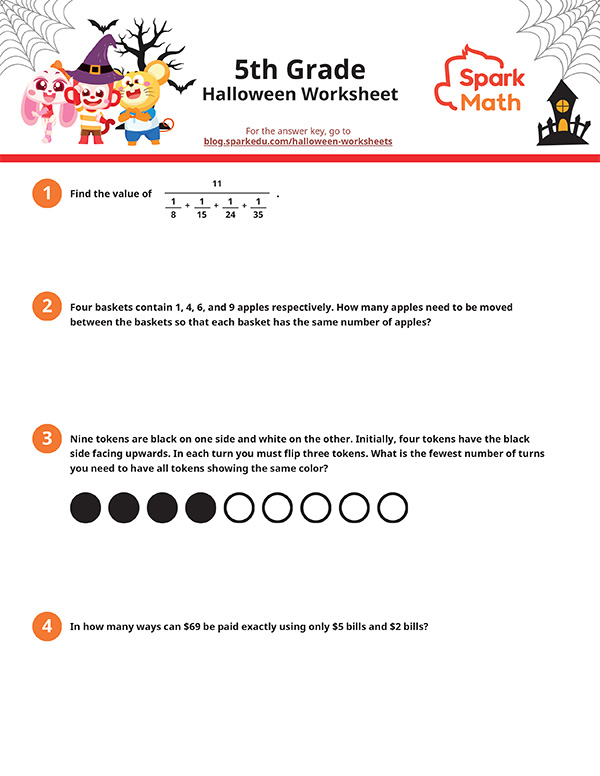 Halloween Free 5th Grade Math Worksheets. Downloadable PDF