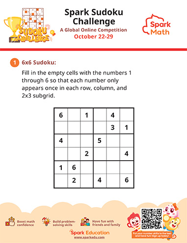 Free Sudoku Worksheet Spark Sudoku Challenge 6x6