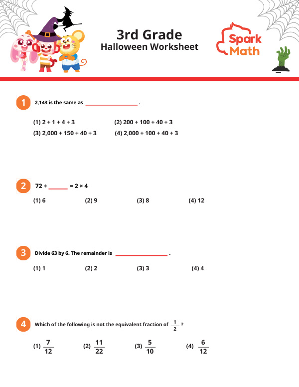 Halloween Free 3rd grade Math worksheets click to download file 