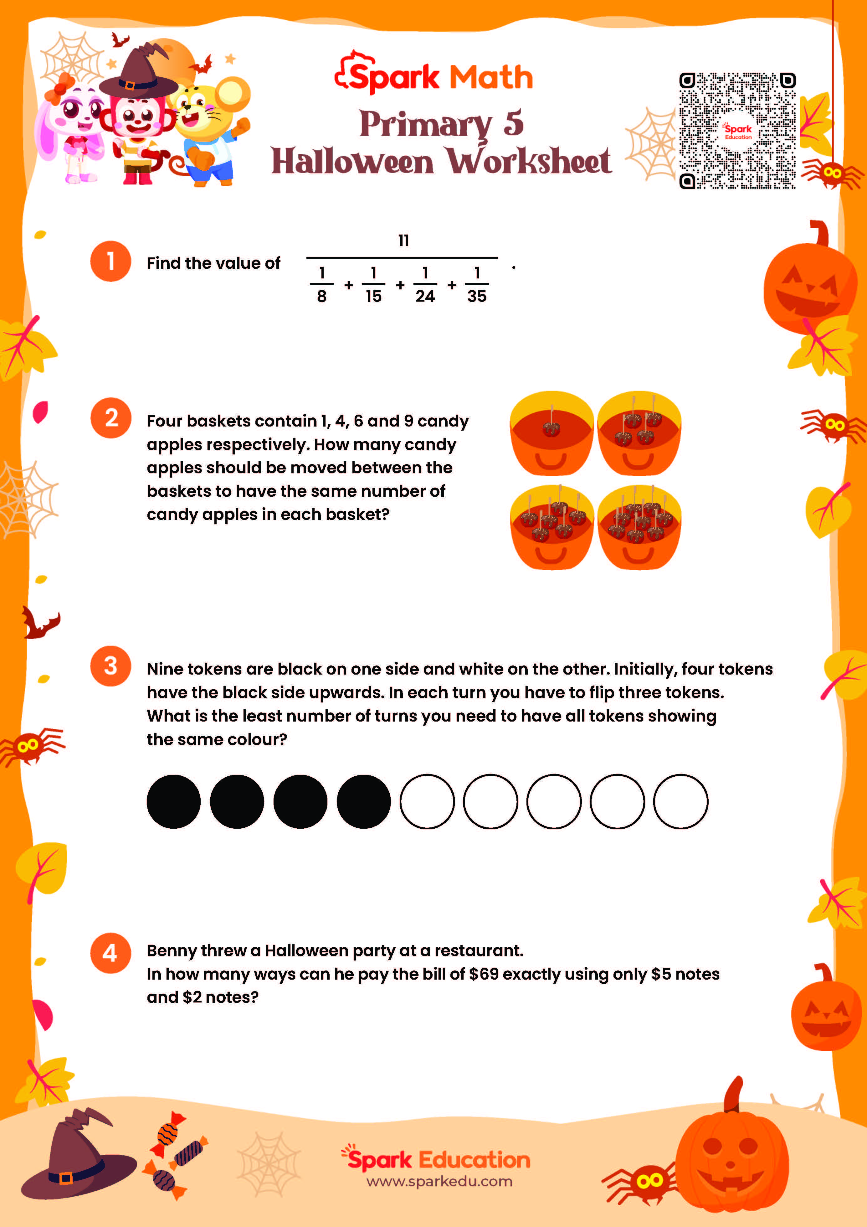 Spark Math Halloween P5 Worksheet Page 1 preview