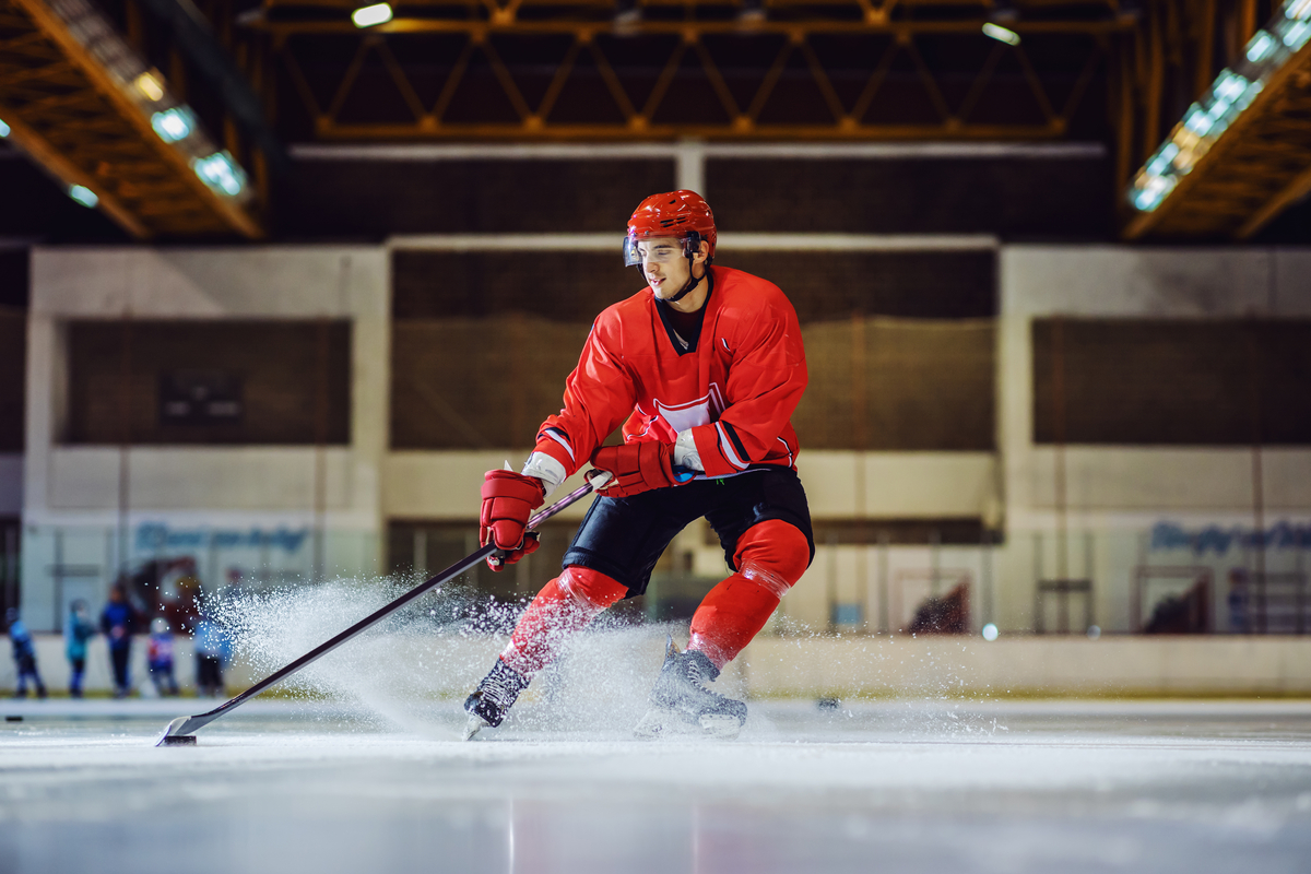 Ice Hockey and Math ice hockey player on the ice rink