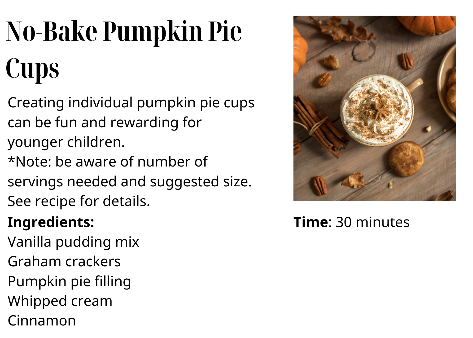 No Bake Pumpkin Pie Recipes for kids. Kids in the kitchens Kids cooking for Thanksgiving dinner