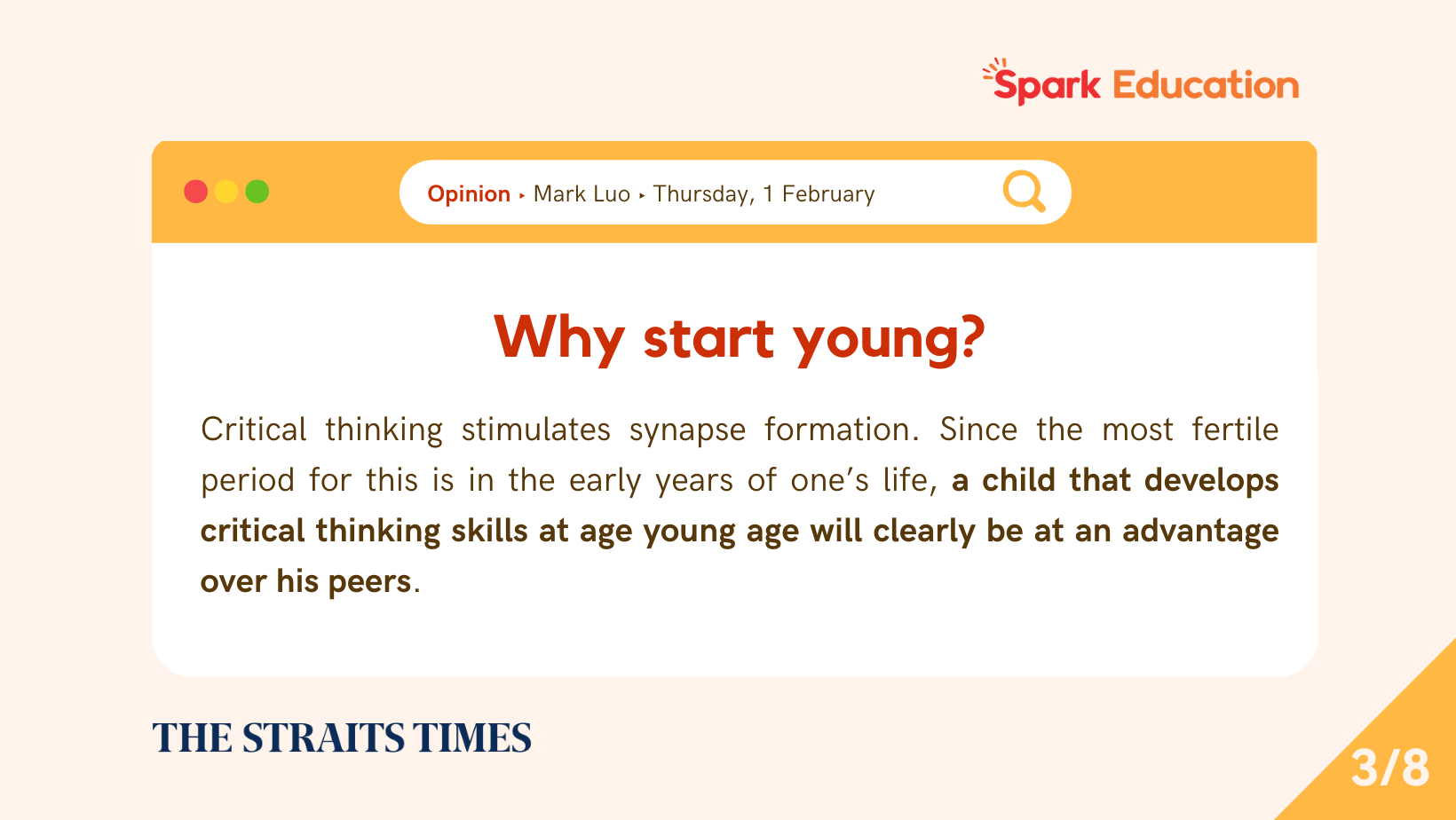 Mark Luo, the Founder and CEO of Spark Education Group, sheds light on the importance of teaching critical thinking in children to address the pressing concern about the impact of AI and the globalised workforce in today's parenting journey.