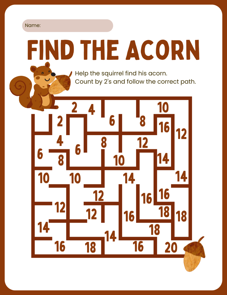 math maze--find the acorn