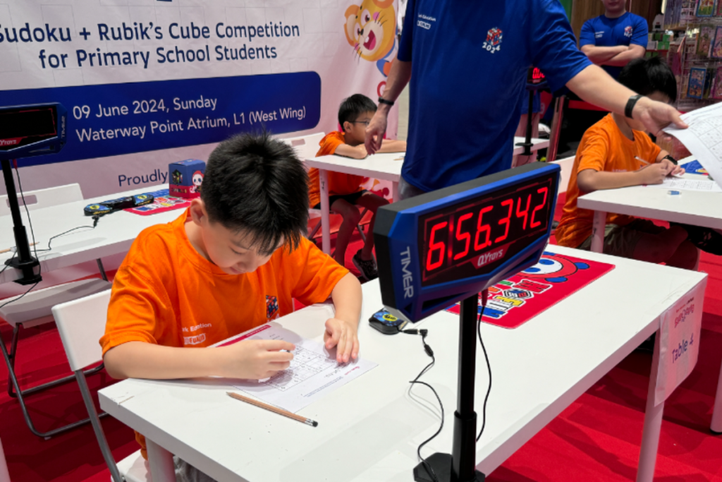 SudoCube 2024 by Spark Education and Mofunland - Young contestants competing at the Sudoku x Rubik's Cube competition