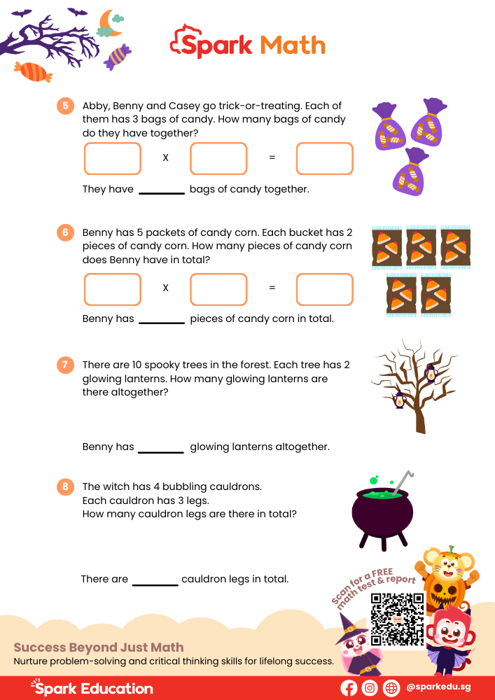 Free Halloween Math Worksheet: 1st Grade Multiplication Word Problems Worksheets