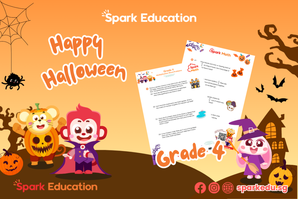 Spark Math by Spark Education Free Halloween Math Worksheet: 4th Grade Multiplication Word Problems 