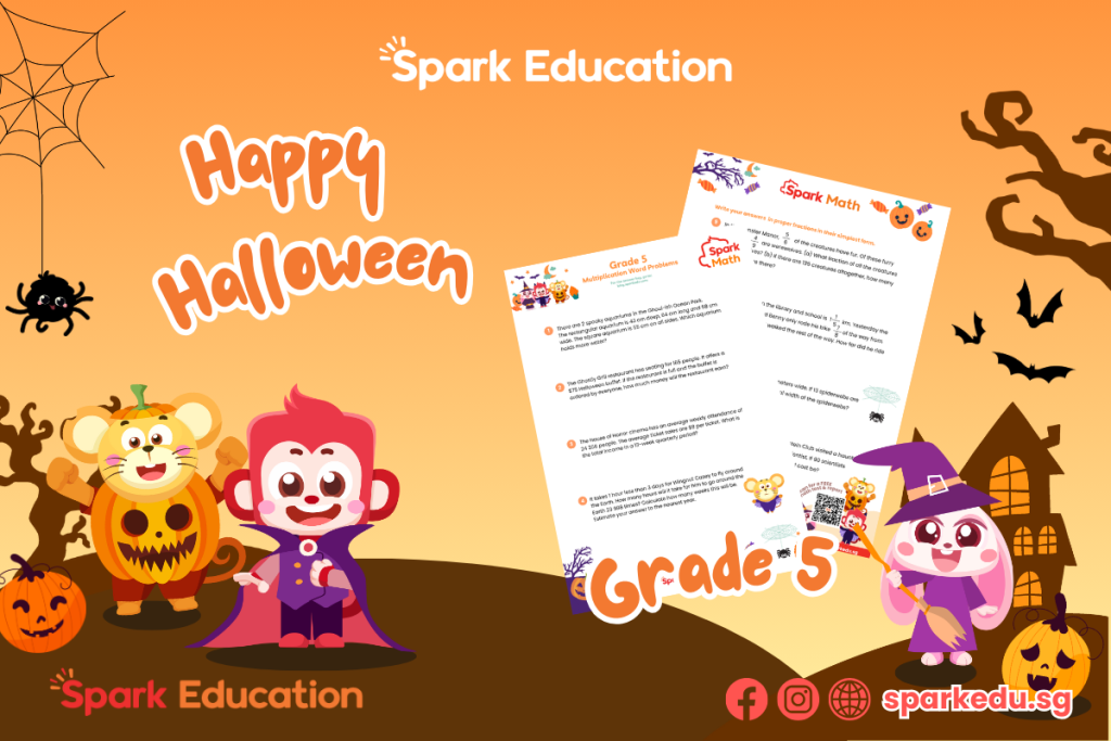 Spark Math by Spark Education: Free Halloween Math Worksheet: 5th Grade Multiplication Word Problems